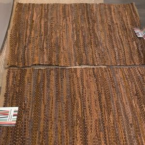 2 new boho leather handloom rugs